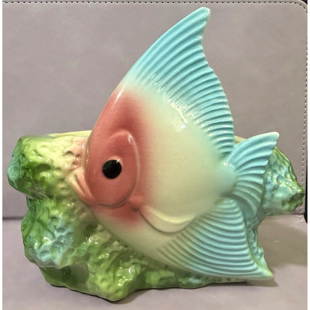 Maddux of California 448 Vintage 1959 Tropical Angelfish Ceramic Planter Green